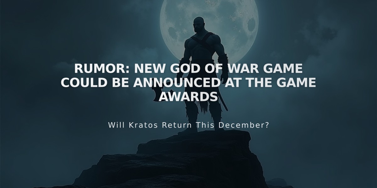 Rumored God of War Announcement Expected at The Game Awards