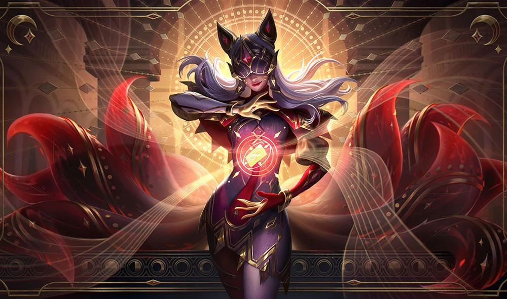 Arcana Ahri in purple mystical attire