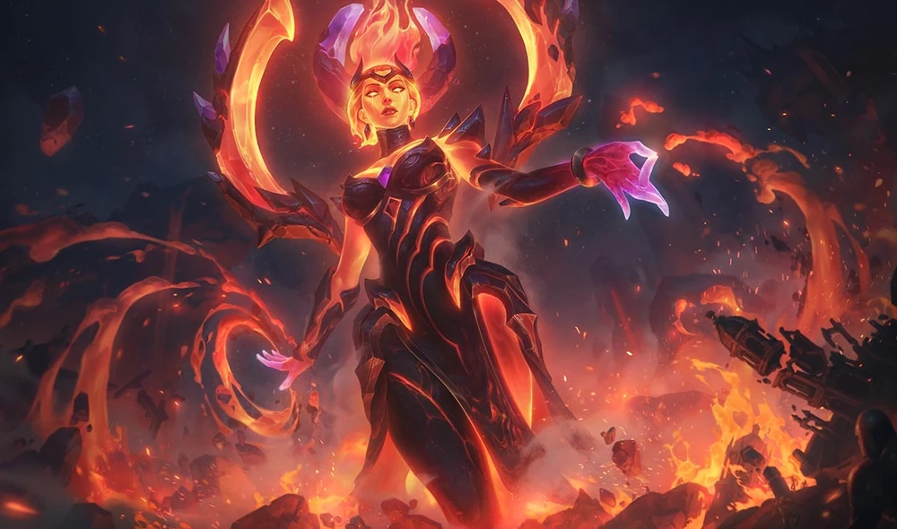 Infernal Karma skin with fiery elements