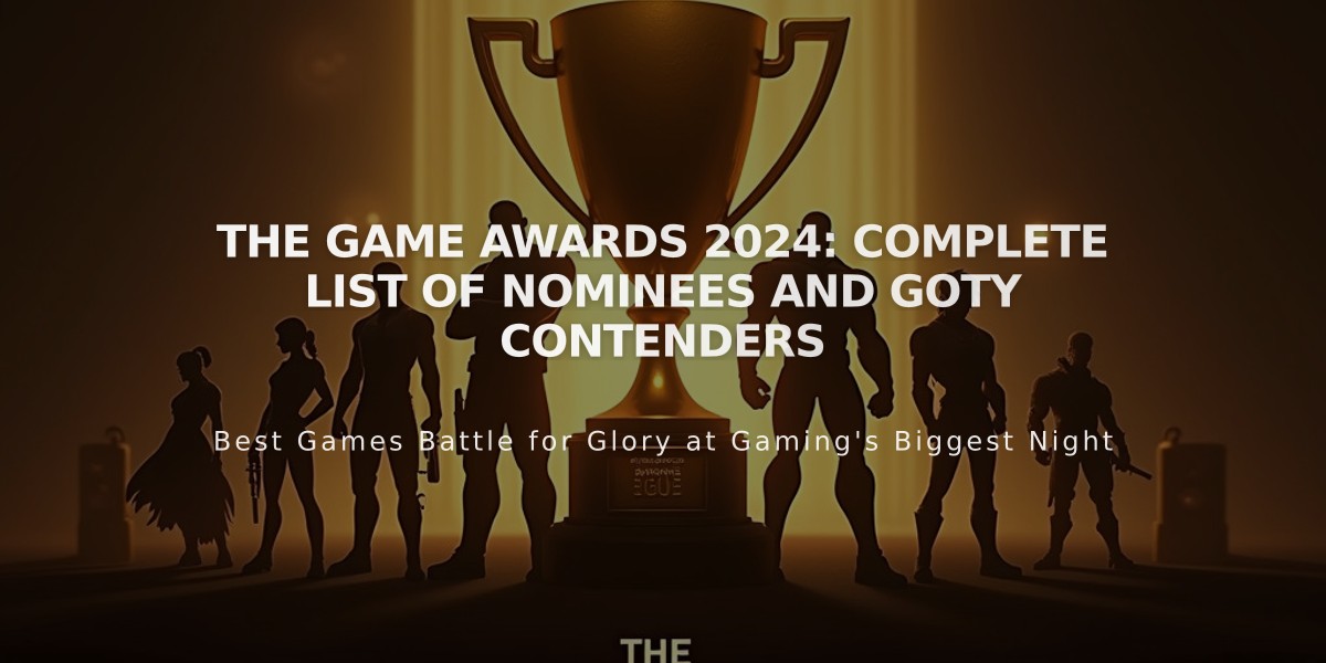 The Game Awards 2024: Complete List of Nominees and GOTY Contenders