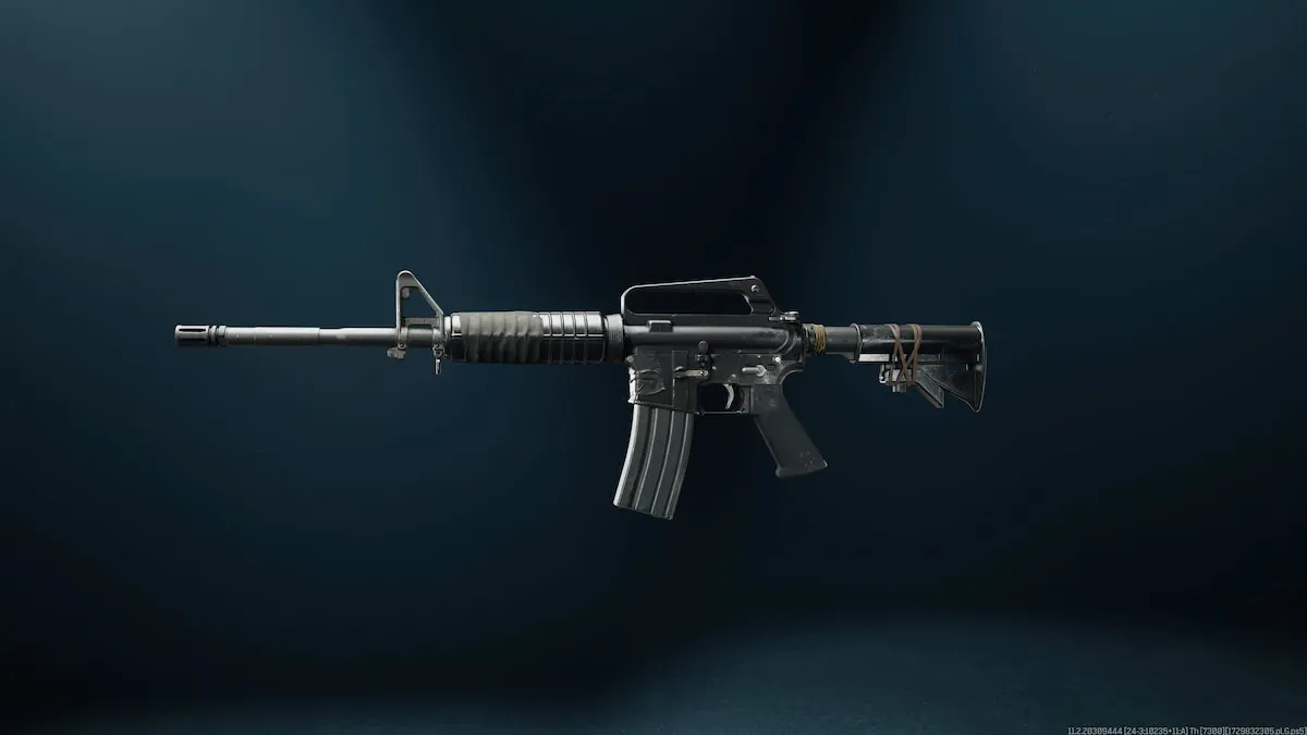 Assault rifle with dark metal finish