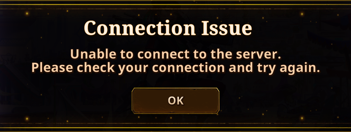 Bazaar server connection error message