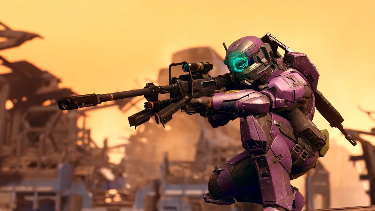 Spartan soldier with purple visor