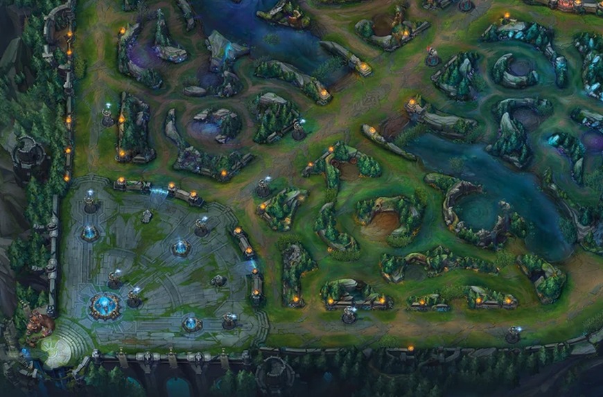 Aerial view of the League of Legends map