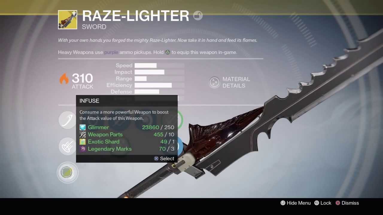 Destiny's Raze-Lighter exotic sword