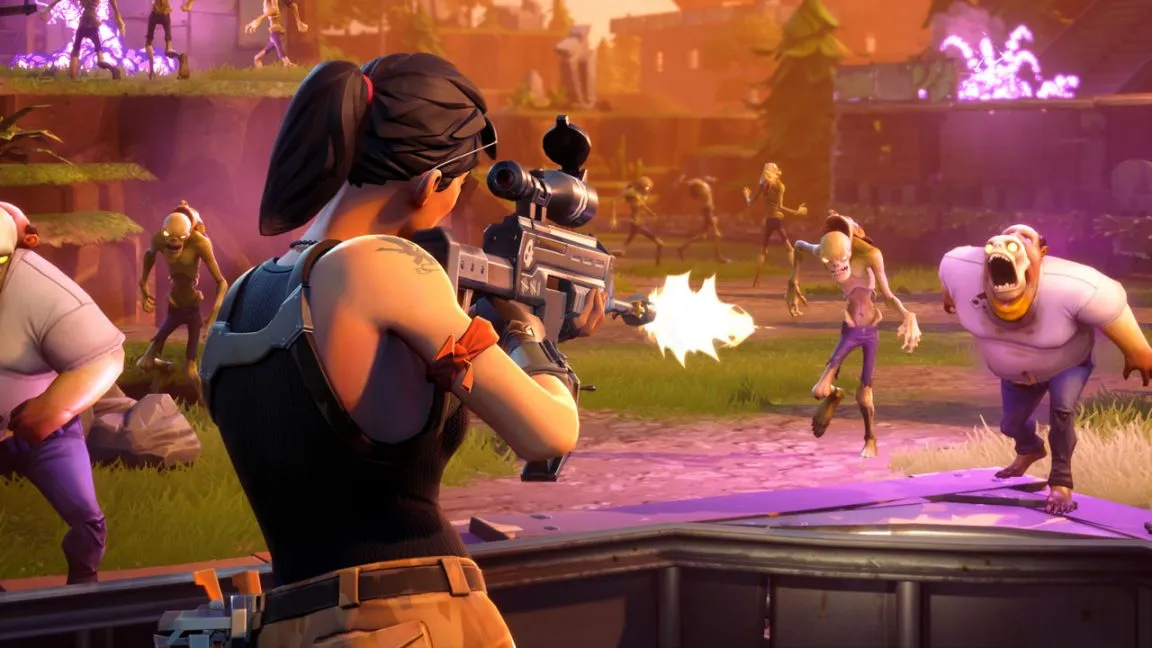 Fortnite character aiming with weapon