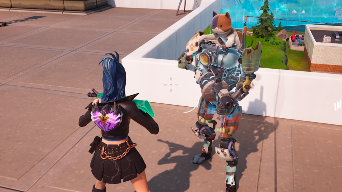 Two Fortnite characters taking in-game selfie