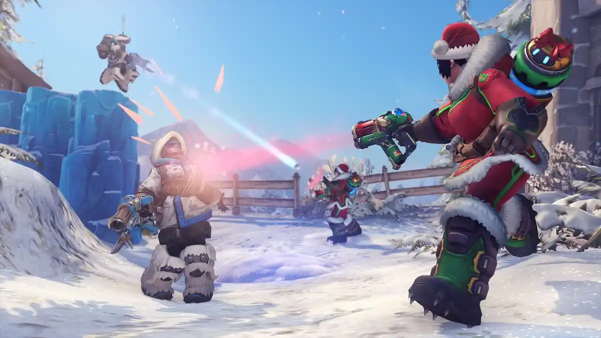 Christmas Fortnite character in snowy scene