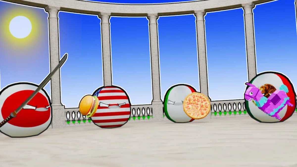 Countryballs arranged in circular formation