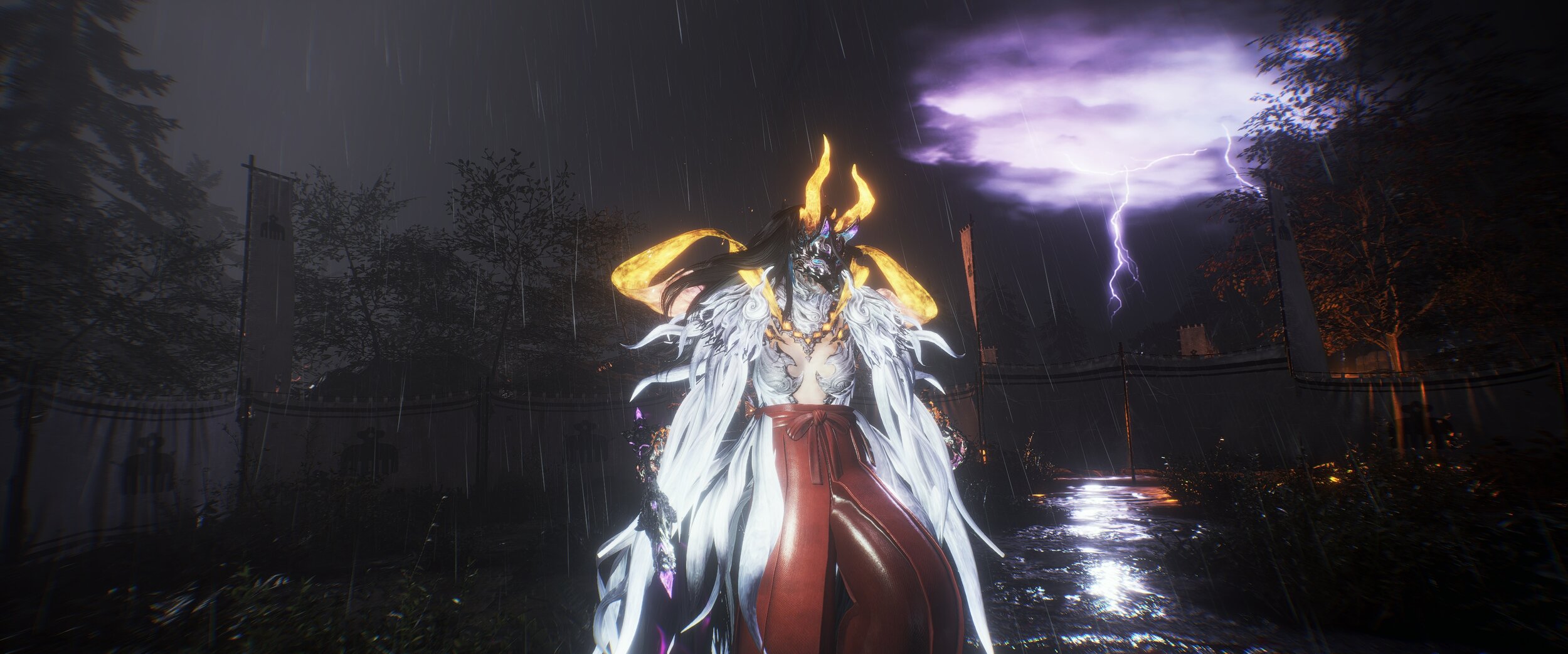 Character in Nioh 2 at night