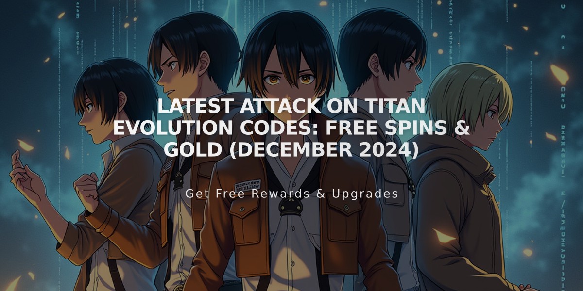 Latest Attack on Titan Evolution Codes: Free Spins & Gold (December 2024)