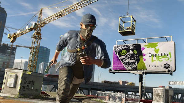 Man stands near digital billboard display