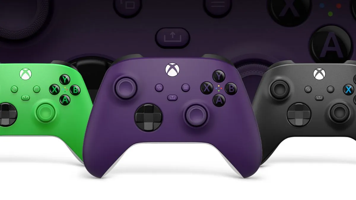 Three aligned Xbox controllers