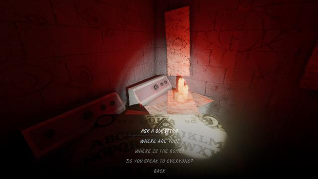 Lit Ouija board in Phasmophobia game