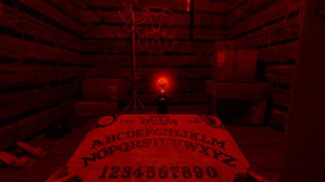 Glowing Ouija board in Phasmophobia game