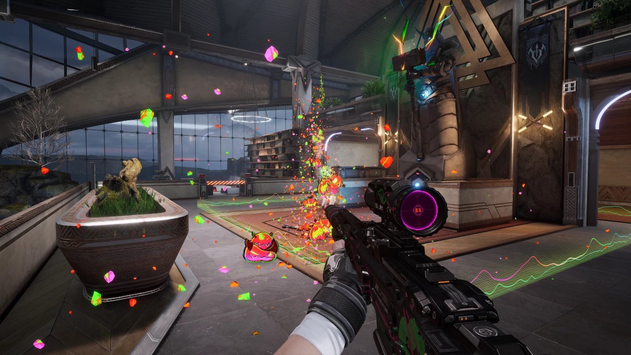 First-person shooter gameplay on screen