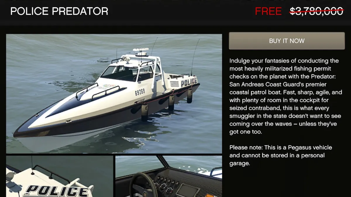 Police patrol boat in GTA Online