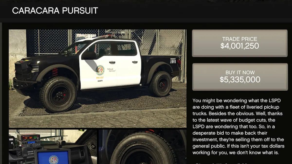 White police Caracara patrol truck