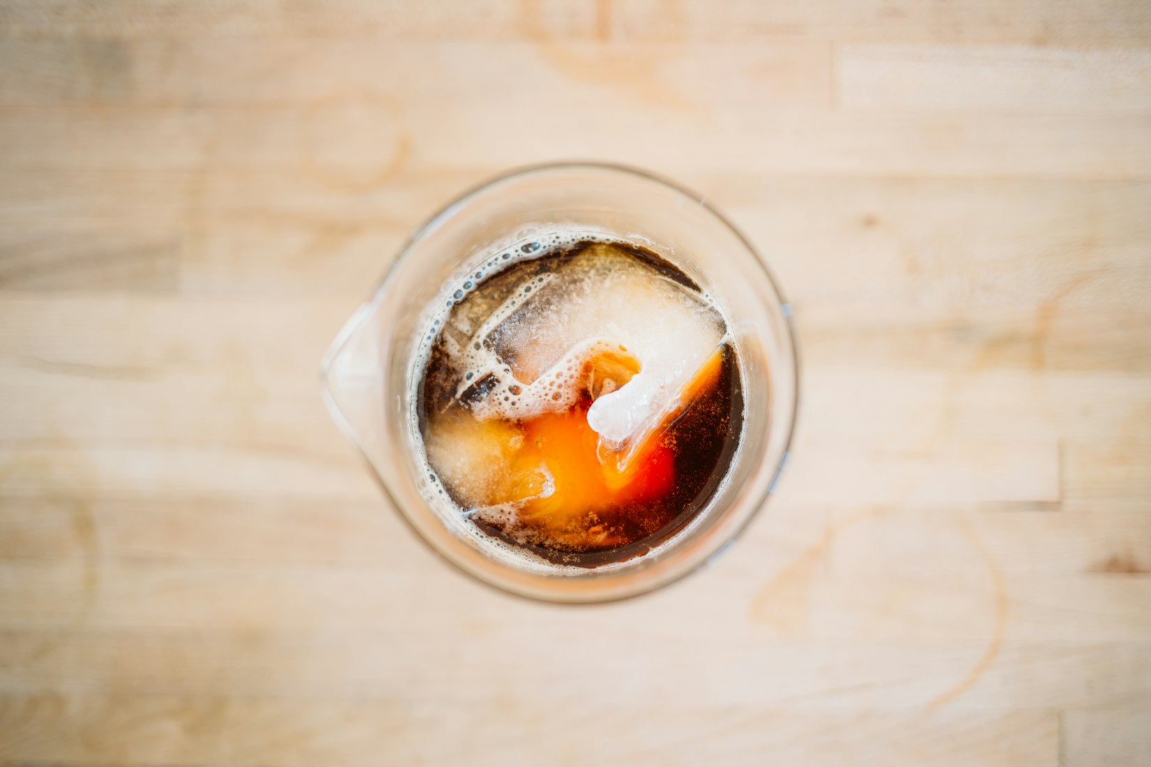 Iced coffee in clear glass