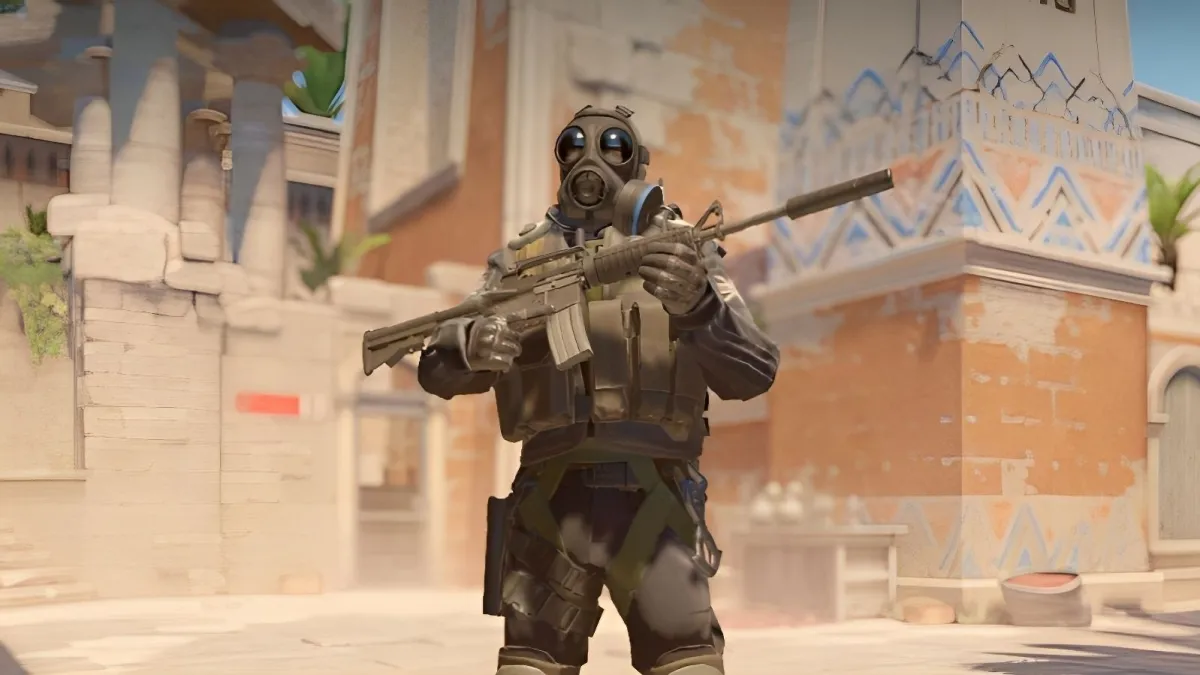 CS2 character aiming with gas mask