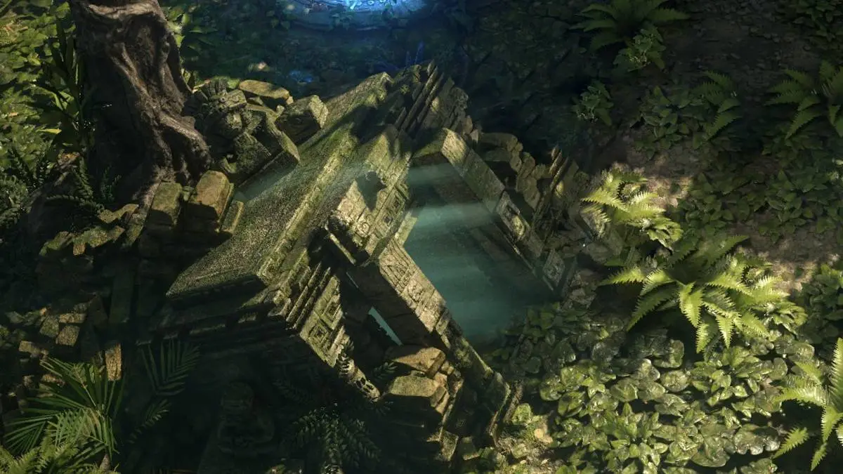 Jungle ruins with stone structures