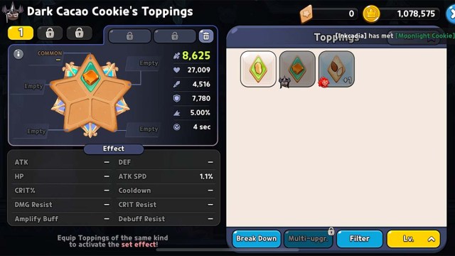 Topping slots in Cookie Run Kingdom