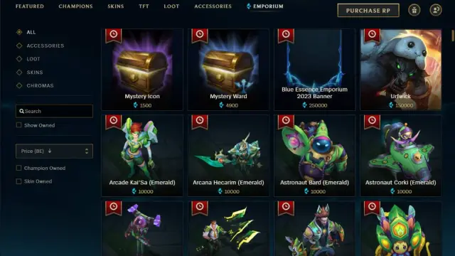 League Essence Emporium shop interface