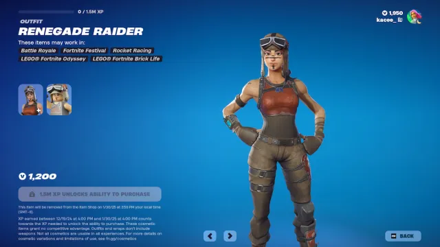 Renegade Raider in Fortnite shop