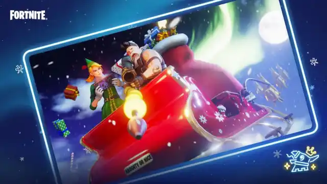 Fortnite characters ride holiday sleigh