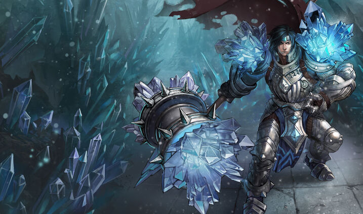 Armored warrior with blue crystals