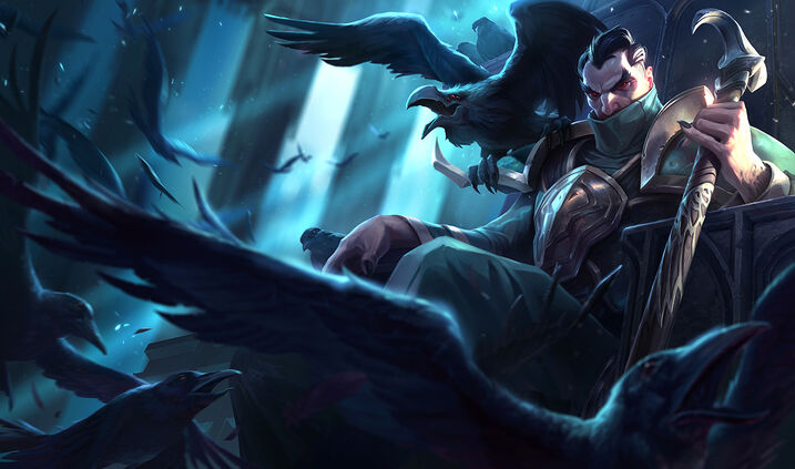 Swain commanding ravens in battle stance