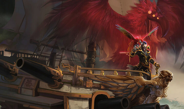 Swain in pirate attire near ship