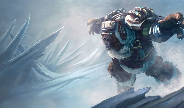 Armored polar bear warrior with lightning