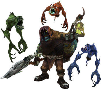 Yorick with four spectral ghouls