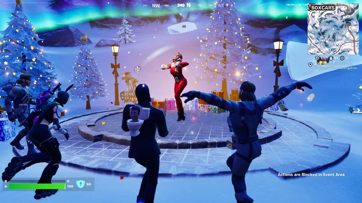 Snowy Fortnite Christmas scene