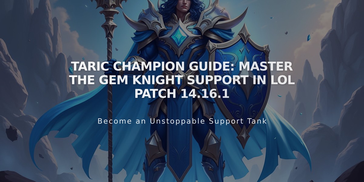 Taric Champion Guide: Master the Gem Knight Support in LoL Patch 14.16.1