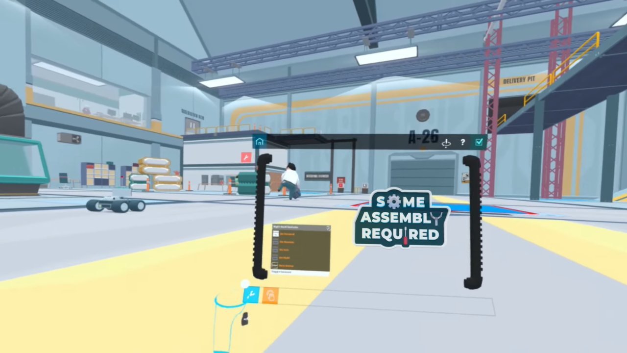 Futuristic automated factory with robotic arms