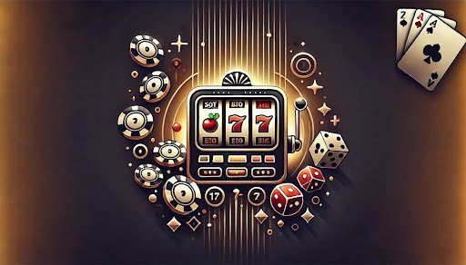 Slot machine with casino game symbols