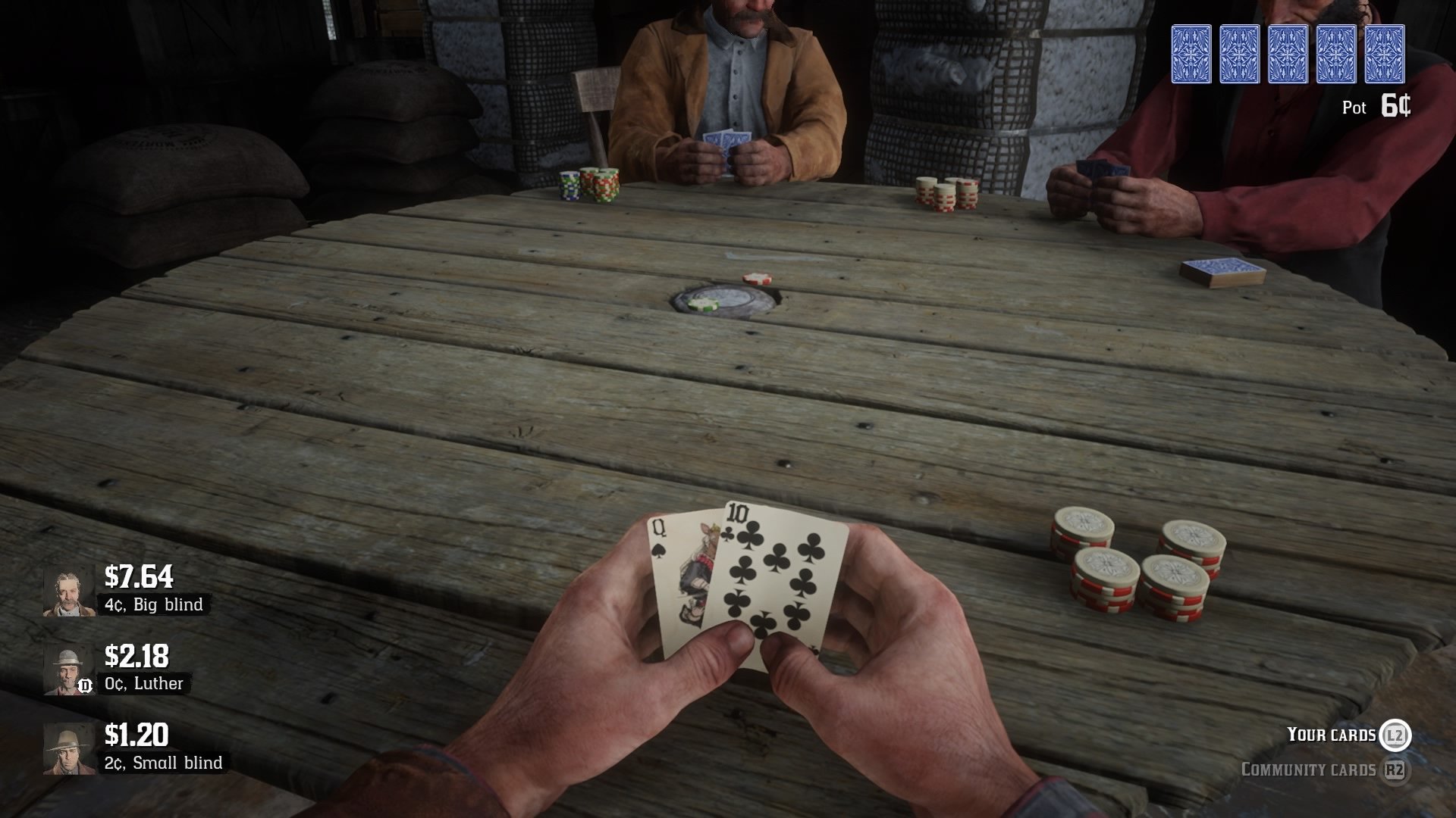 Poker game with players at table