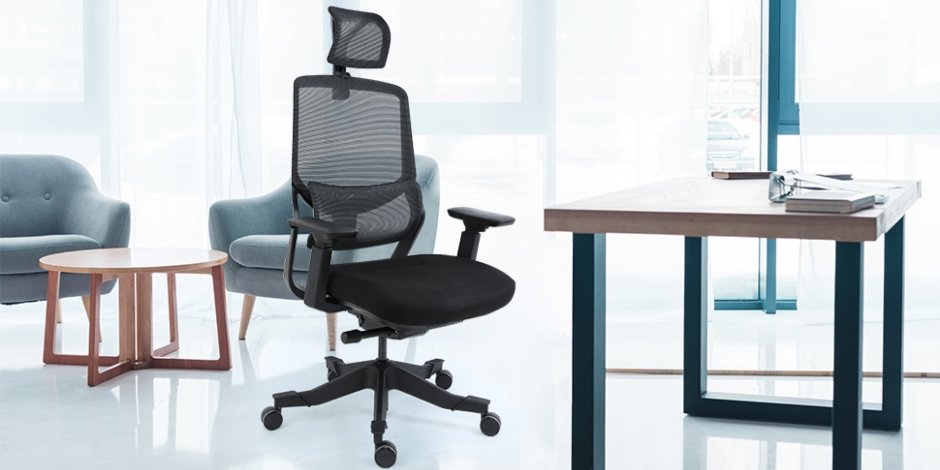 Black desk chair with armrests