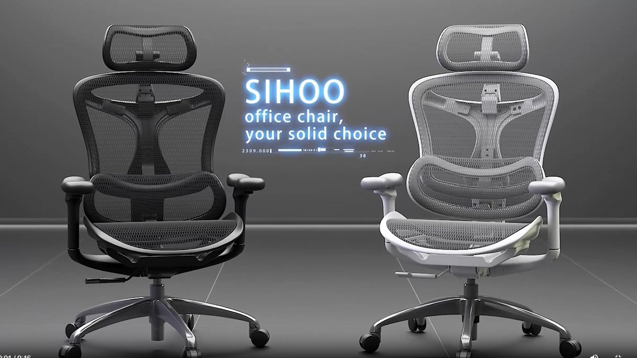 Two modern gray office chairs