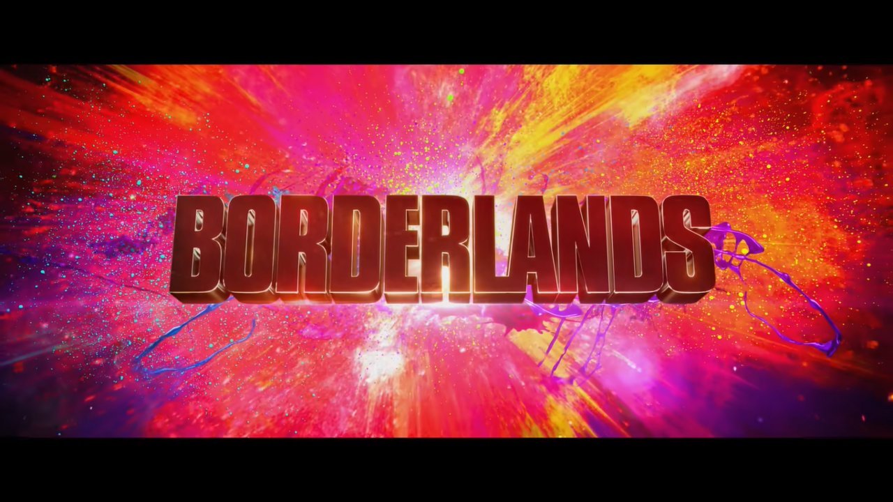 Borderlands logo on colorful splattered background