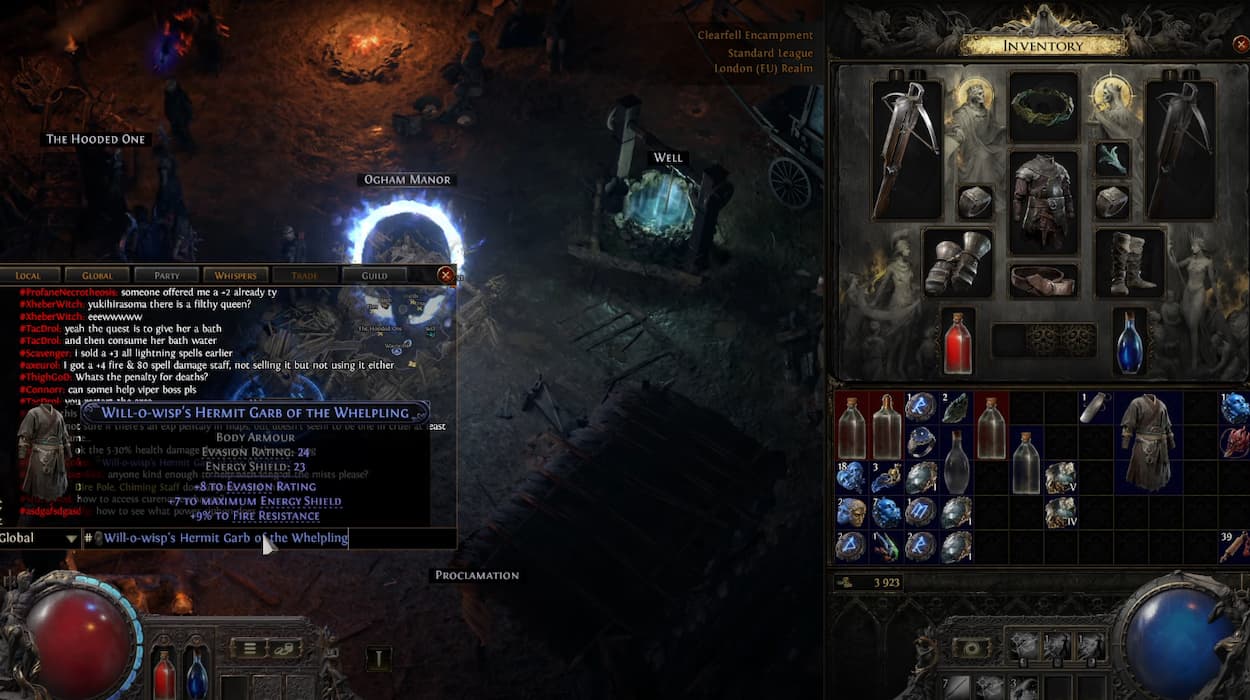 Path of Exile item linking interface