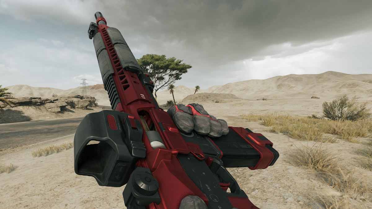 Red M4A1 rifle in desert