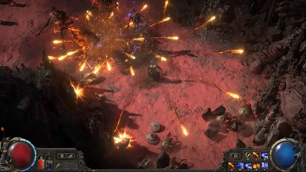 Sorcerer casting fireball in PoE 2