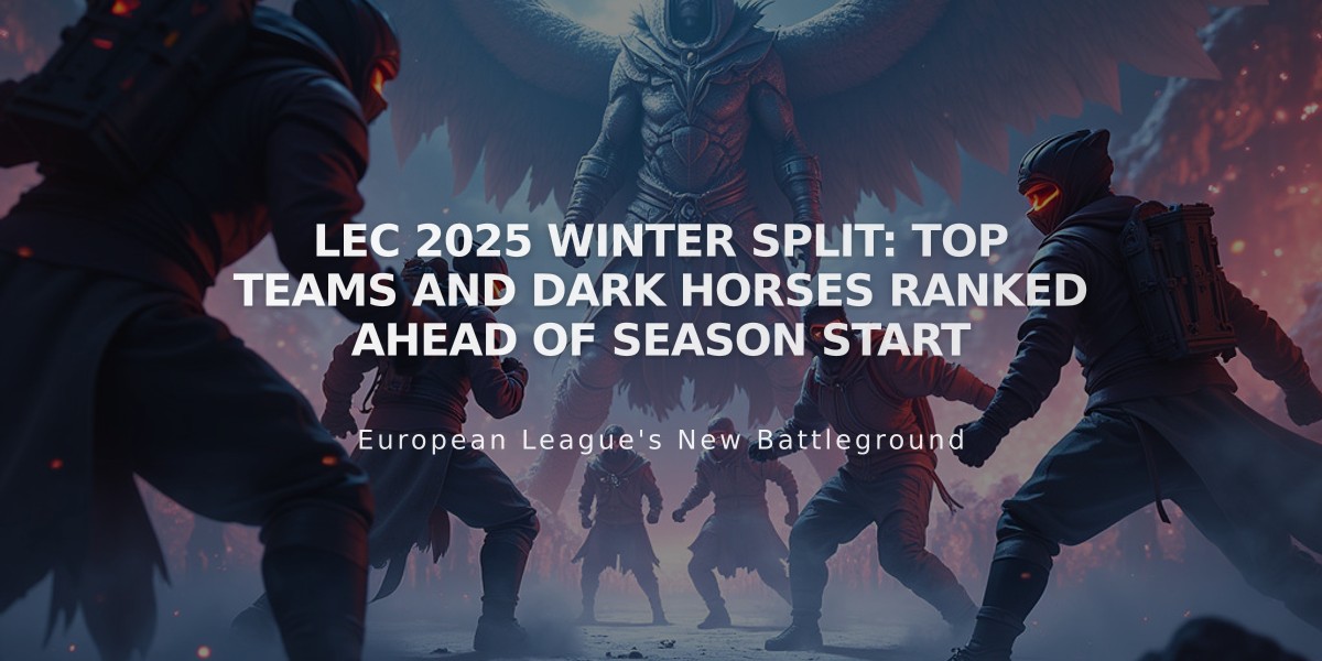 LEC 2025 Winter Split: Top Teams and Dark Horses Ranked Ahead of Season Start