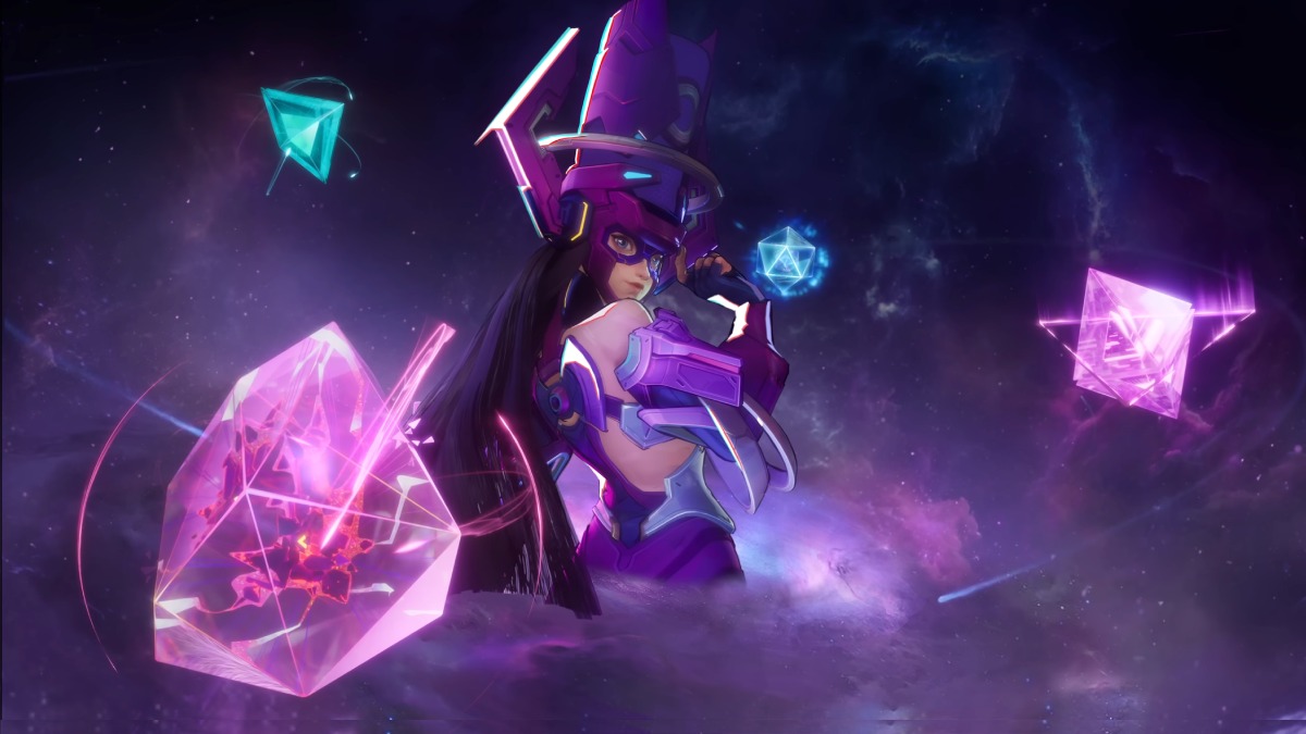 Animated woman with cosmic purple powers