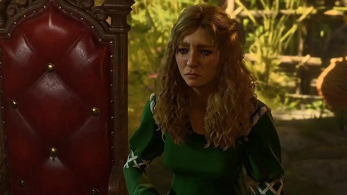 Girl in green medieval dress