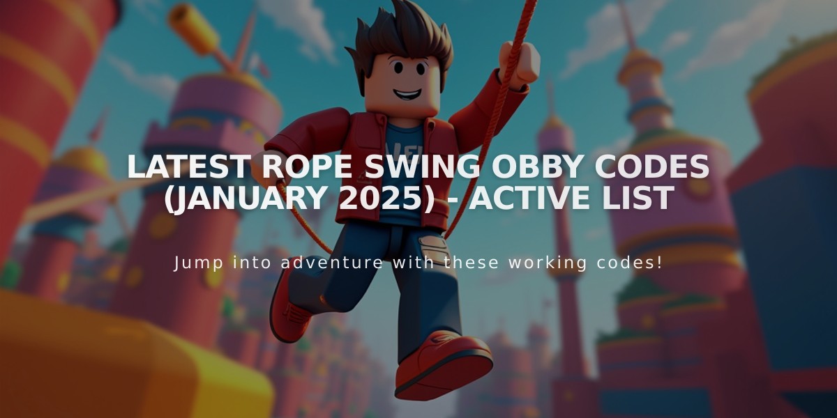 Latest Rope Swing Obby Codes (January 2025) - Active List