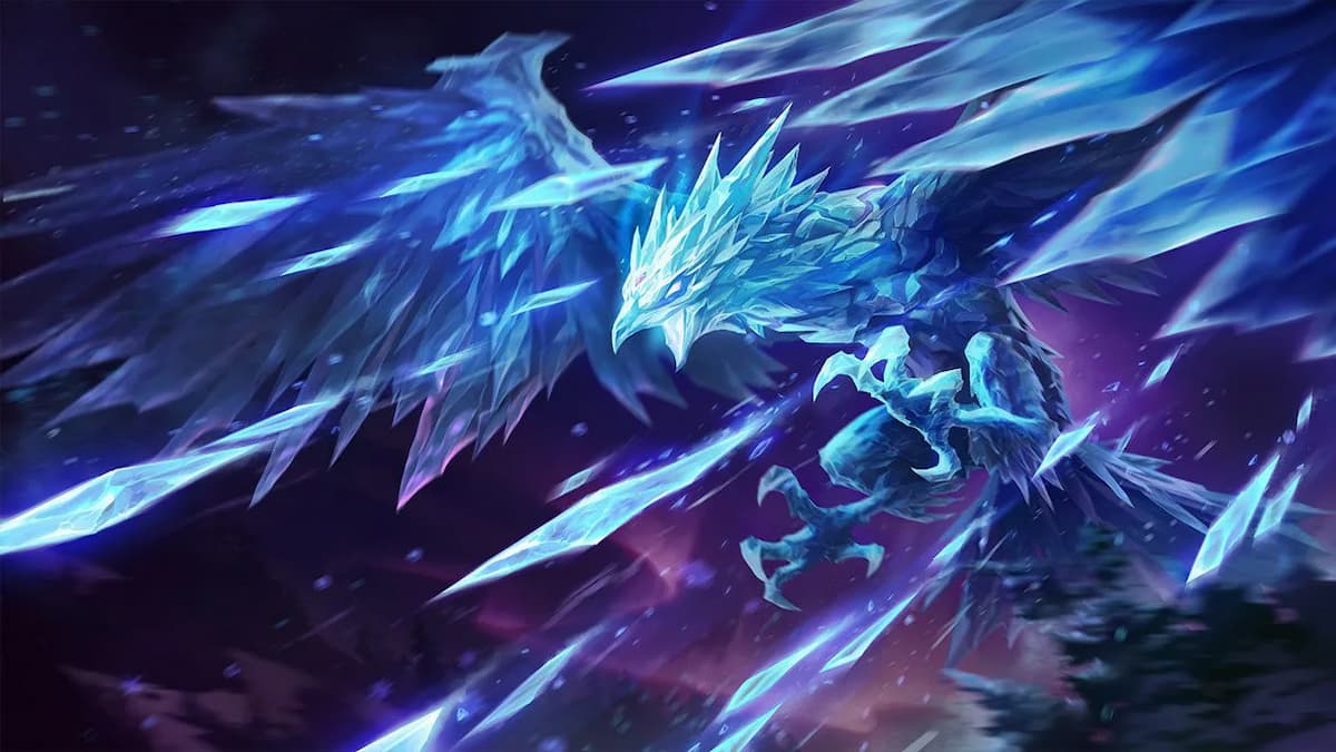 Anivia, blue ice phoenix flying